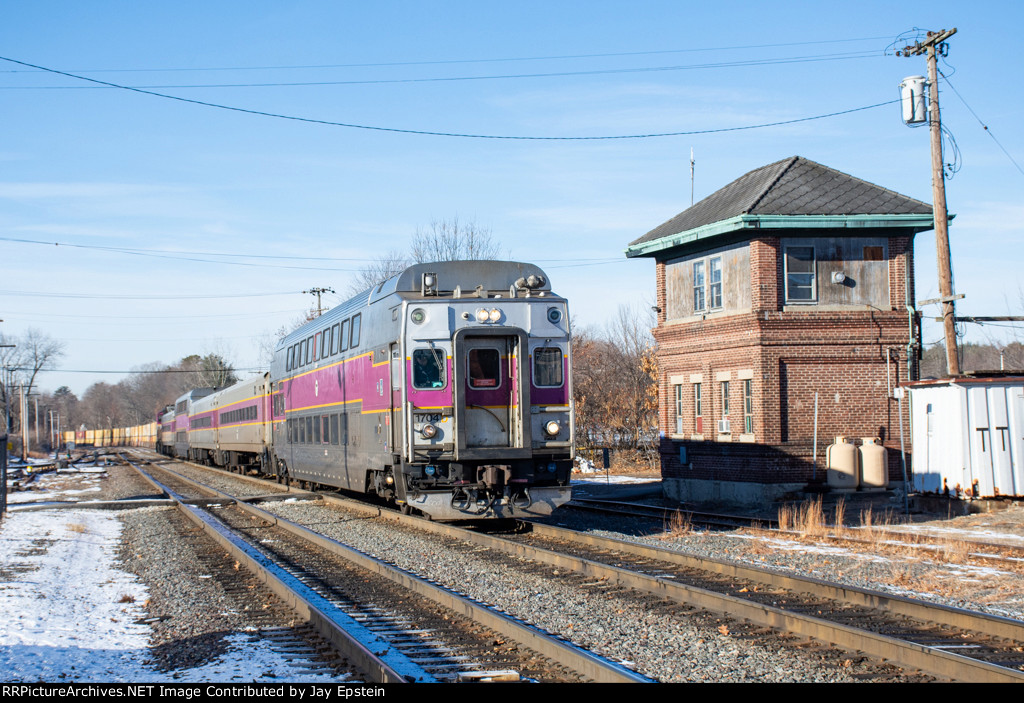 Inbound Train #410 passes the old B&M tower 